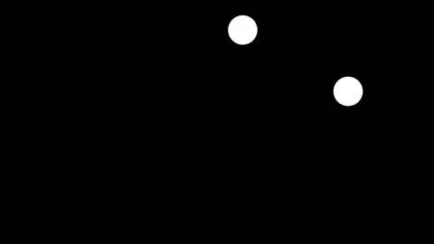 Two white dots moving on dark black background loop. Vidéo 333080863