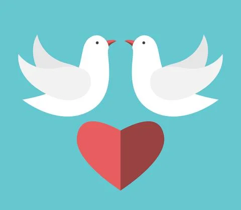 Two white doves, heart Stock Illustration