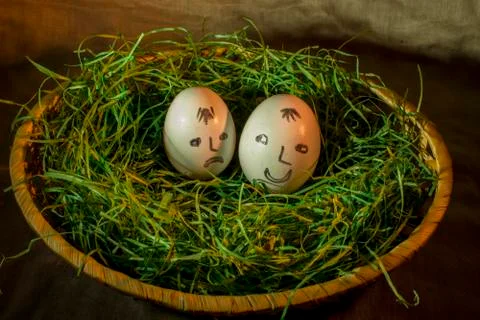 Two white eggs Stock Photos