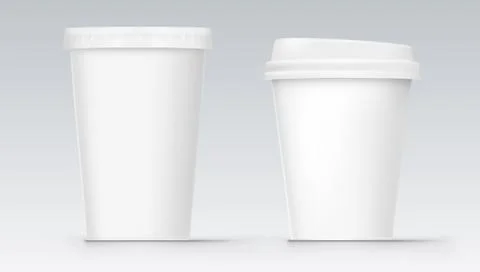 Two White Empty Blank Plastic Cola Cup Stock Illustration