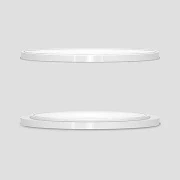 Two white empty round podiums for product display, vacant pedestals, stage Stock Illustration