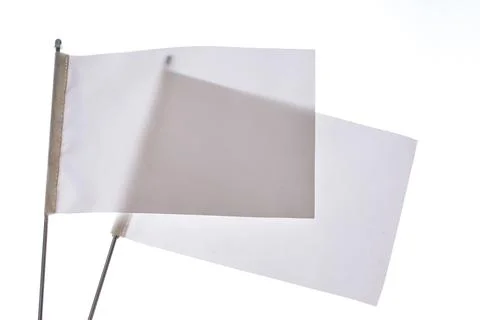 Two white flags on a white background in the display Stock Photos