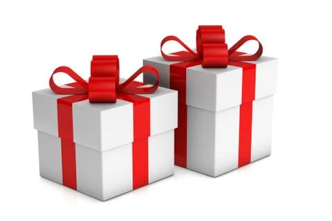 Two white gift boxes Illustrazione stock