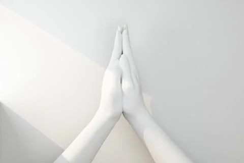 Two white hands in a gesture of prayer Stock Illustration