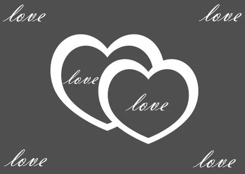Two white hearts on a grey Stock Illustration