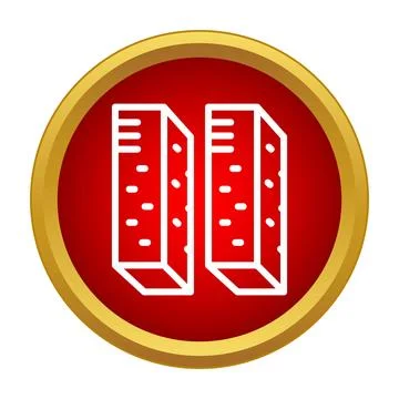 Two white line bricks in a red circle with a golden rim Stock Illustration