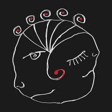 For two. White line Illustrazione stock