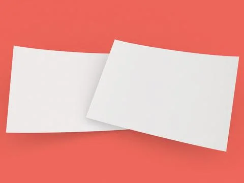 Two white mockups empty advertising flyer on red background. Stock Illustration