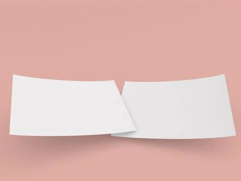 Two white mockups empty advertising flyer on pink background. Stock Illustration