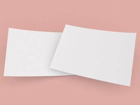 Two white mockups empty advertising flyer on pink background. Stock Illustration