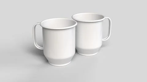 Two white mugs on a white backdrop Stock Illustration