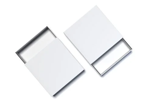 Two white opened boxes. 3d rendering 스톡 사진