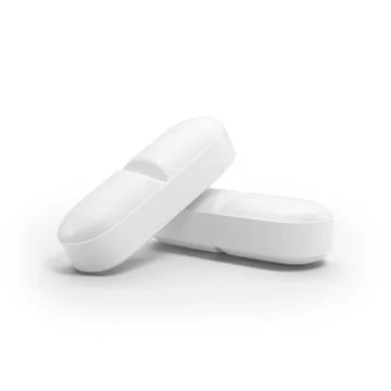 Two white pills isolated 库存插图