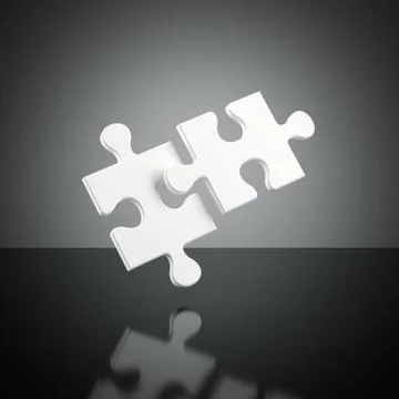 Two white puzzles. 3d rendering Stock Illustration