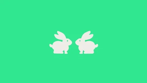 Two white rabbits approaching and kissing, animation Stock Footage 200828717