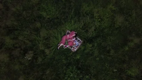 Two white redhead sisters and their mom on a picnic Video stock 218299877