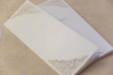 Two white seating order lists Stock Photos