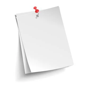 Two white sheets pinned red push button over white background. Stock Illustration