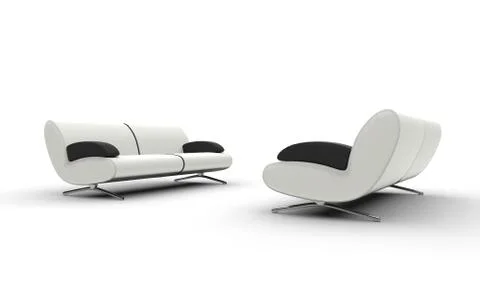 Two White Sofas Stock Illustration
