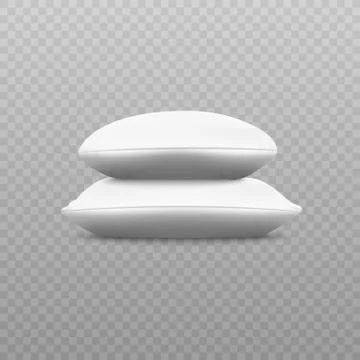 Two white soft pillow stack from sideways view 스톡 일러스트