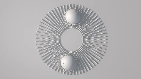 Two white spheres and white particles. Abstract animation, 3d render. Stock Footage 234079447