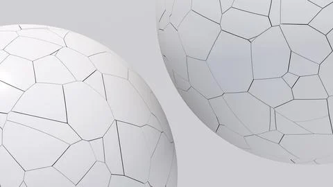 Two white spheres, textured surface. 3d render. Stock Illustration