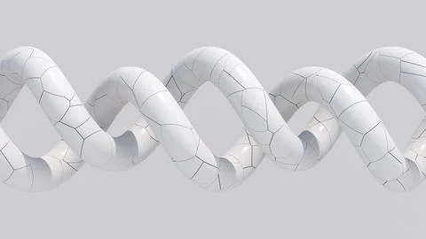 Two white spirals, textured surface. Abstract illustration, 3d render. Stock Illustration