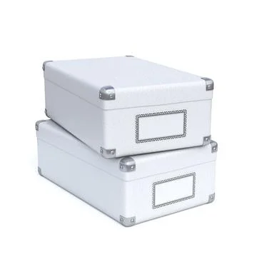 Two white storage boxes 3D イラスト素材