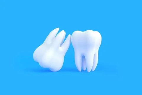 Two white tooth on a blue background Stock Illustration