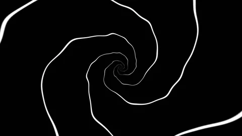 Two white wavy lines form a spiral that extends into the depths of the black Stock-Footage 156863417