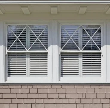 Two white windows Stock Photos