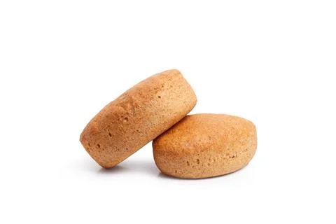 Two wholemeal breads on a white background with copy space Stock Photos