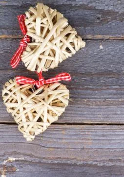 Two Wicker Hearts Stock Photos