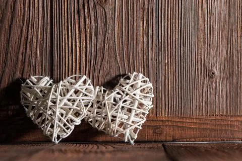 Two wicker hearts Stock Photos
