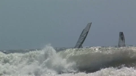 Two  wind surfers Stock Footage 8575545