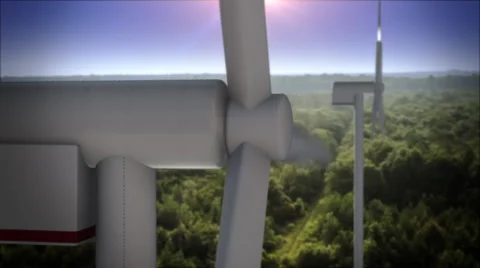 Two Wind Turbines close up Stock Footage 45821494