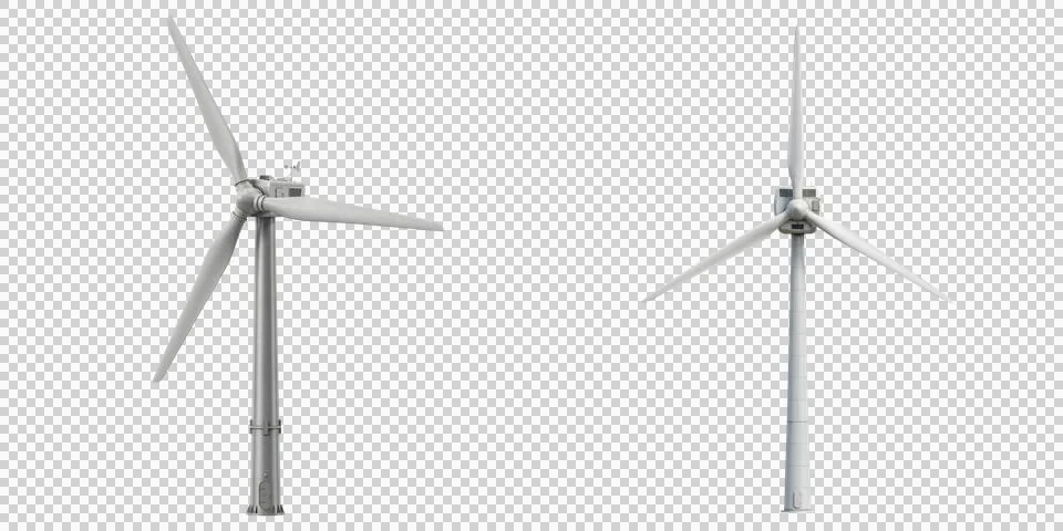 Two wind turbines generating clean energy, showcasing sustainable power gen.. Stock Photos
