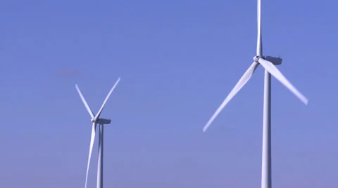 Two wind turbines working.mp4 Stock Footage 35871081