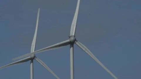 Two windmills working. Electric power windmills. Arico. Tenerife south.  Stock Footage 130782781