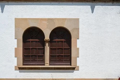 Two windows with bars. Stock Photos