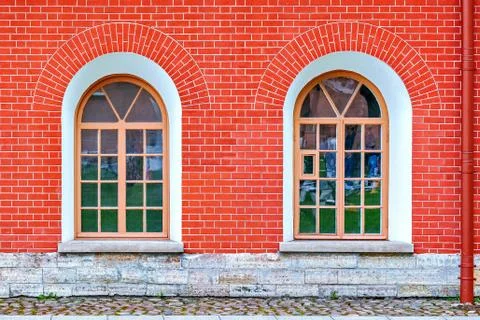 Two Windows on red. Stock Photos