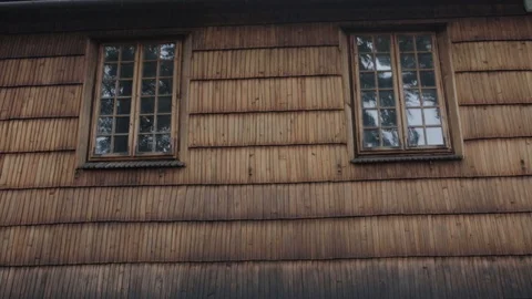 Two windows on the reed wall Stock Footage 85985768