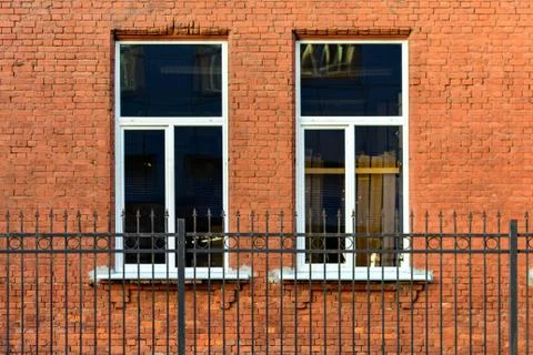 Two windows on the wall. Stock Photos