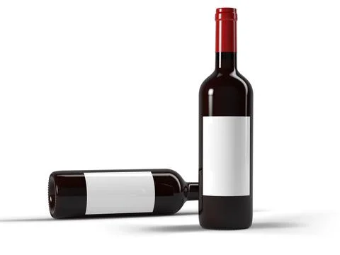 Two wine bottles on red background Stock Illustration