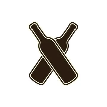 Two wine bottles silhouette vector illustration isolated on white background. Stock Illustration