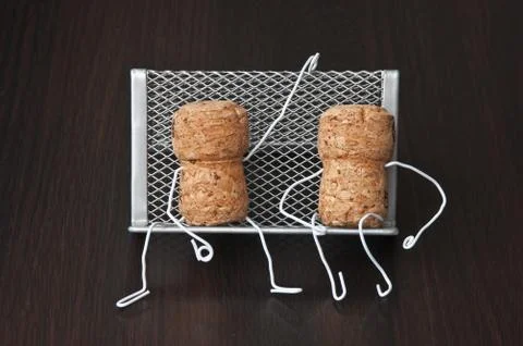 Two wine corks, dating Foto stock
