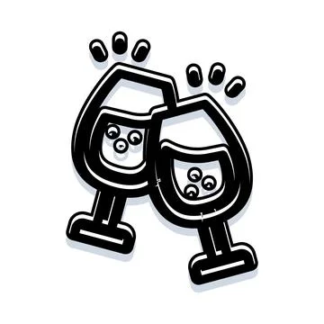 Two wine glasses clinking celebrating toast success Stock Illustration