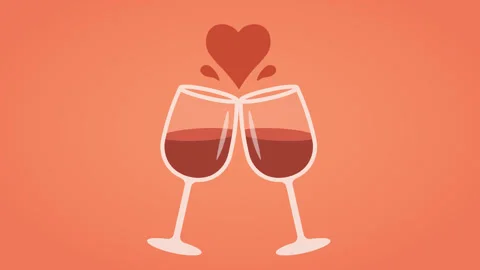 Two Wine Glasses Clinking with Heart Splash Valentine 스톡 동영상 325349765