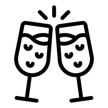 Two wine glasses clinking for a toast icon Ilustração Stock
