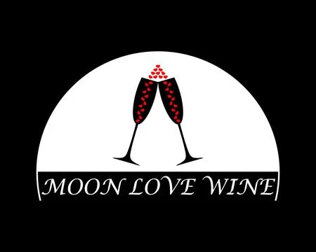 Two wine glasses with hearts inside. Clink and cheers. White silhouettes. Illustrazione stock